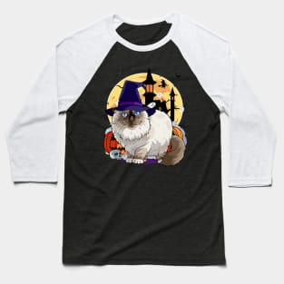 Birman Cat Funny Halloween Witch Pumpkin Baseball T-Shirt